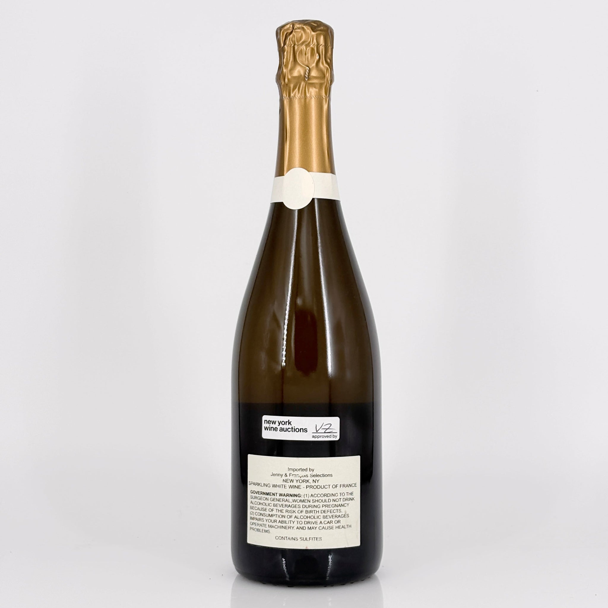 Wine bottle with a visible label on a white background