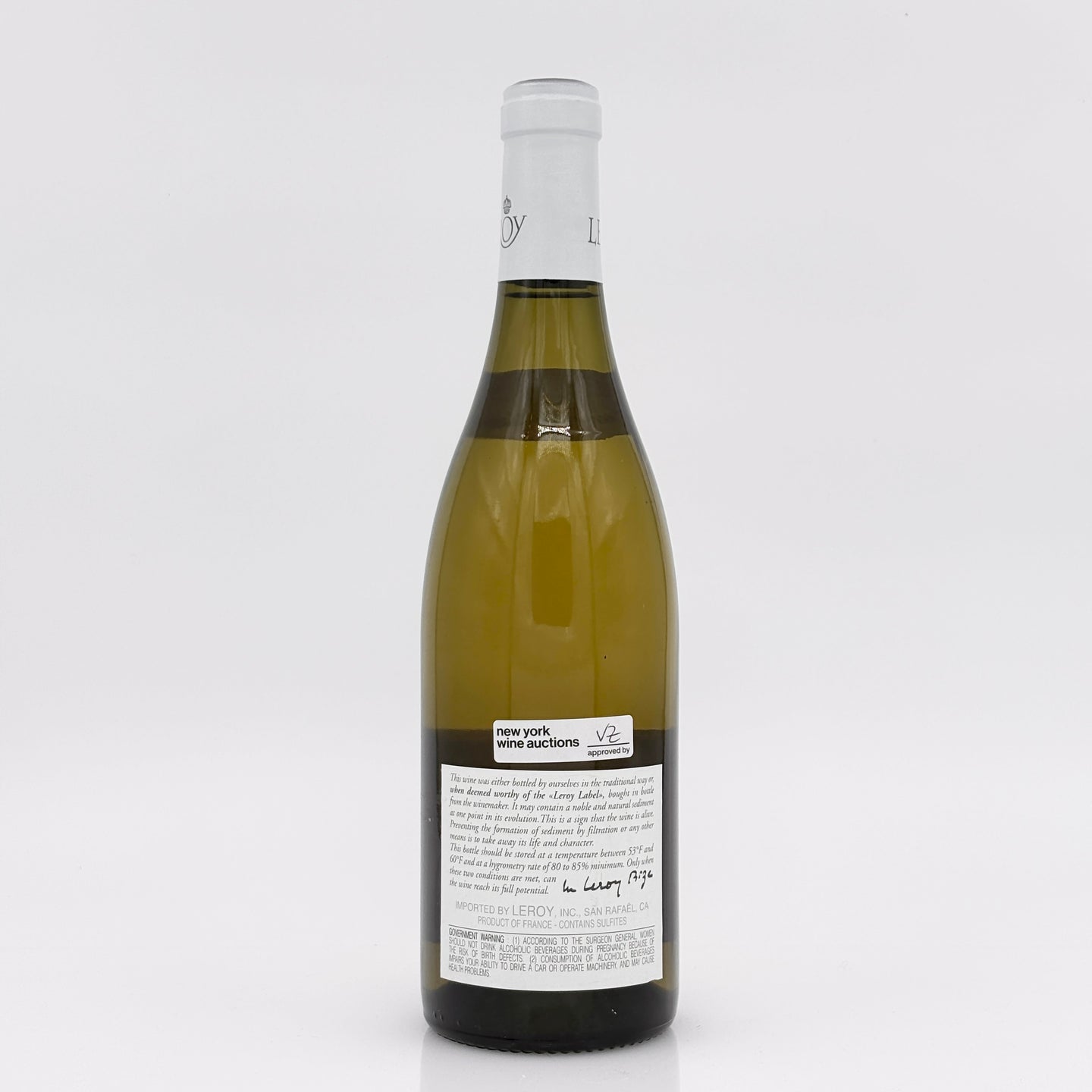 Wine bottle with a label on a white background