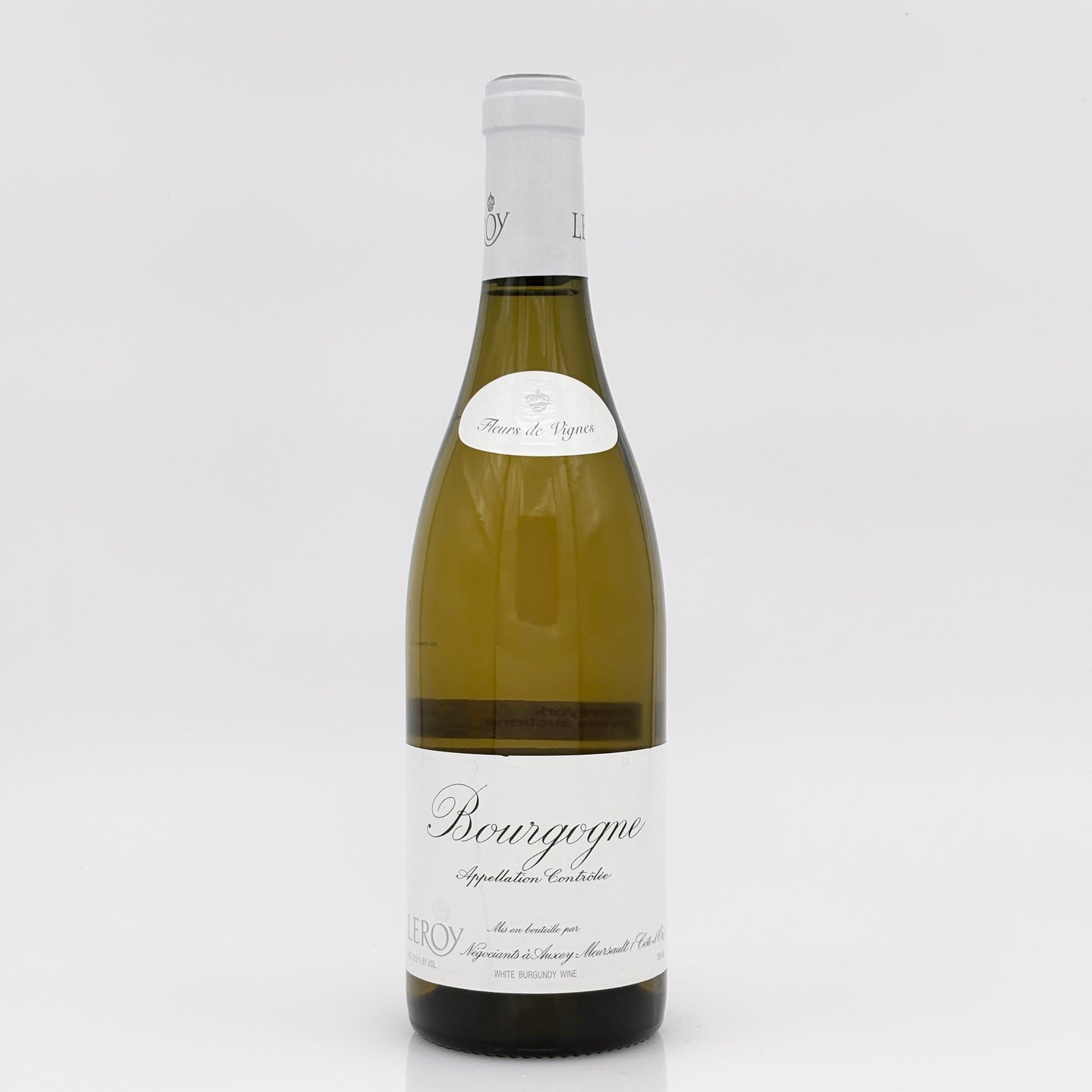 Wine bottle with a label on a white background