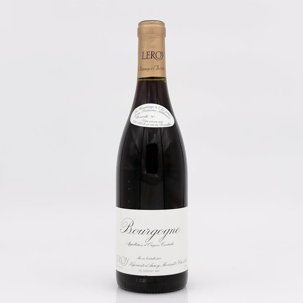 Bottle of Bourgogne wine with a visible label on a white background