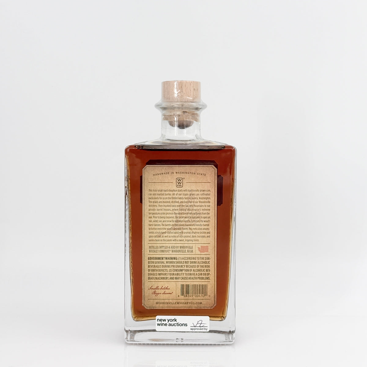 Woodinville Whiskey Co. Straight Bourbon Whiskey 90 Proof, Washington, USA